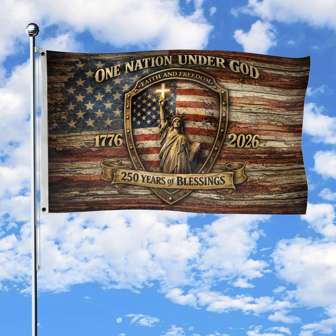 Eagle USA 250 Years Of Blessings Flag Retro American Flag Independence Day Gift