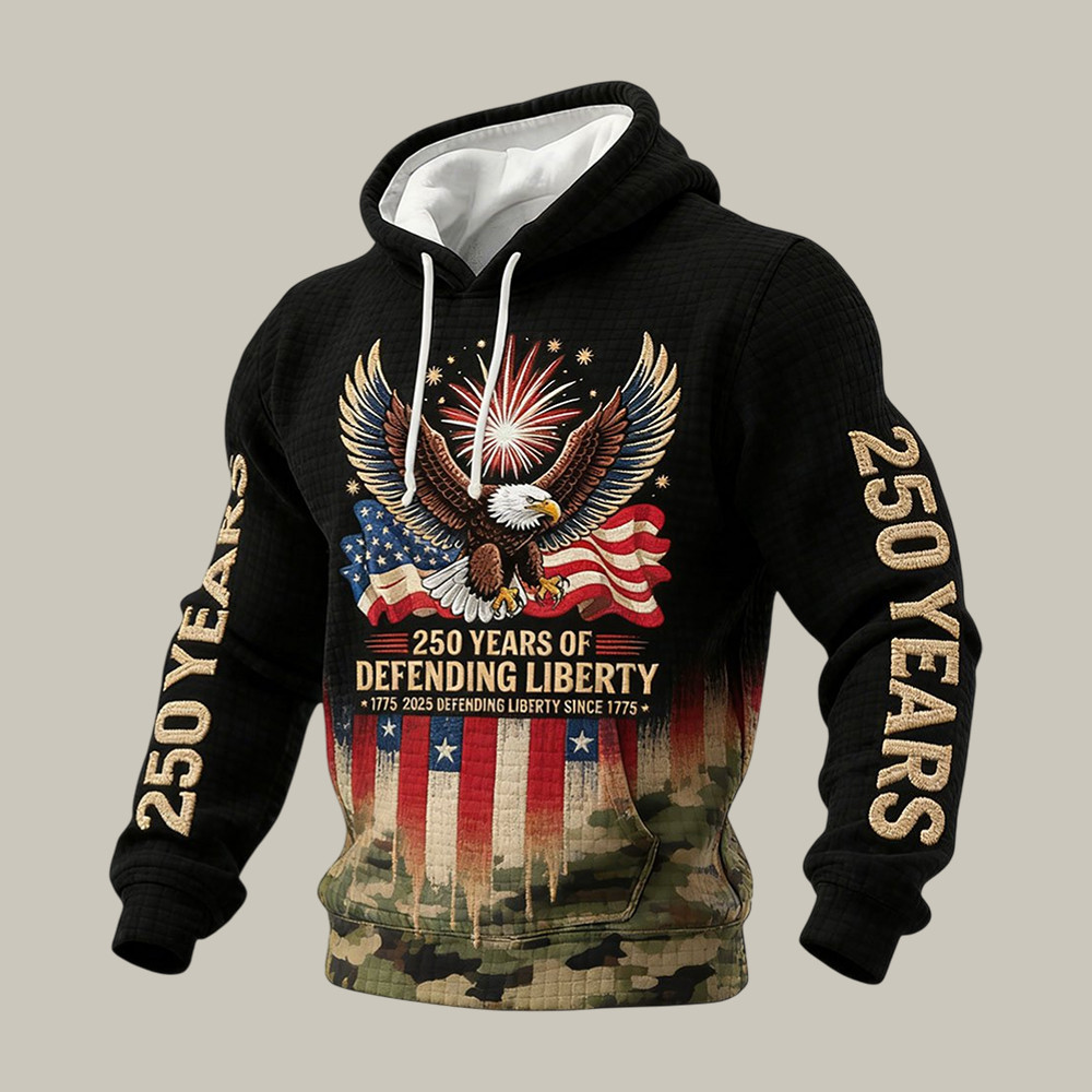 Eagle USA 250 Years Of Defending Liberty 1776 2026 Hoodie Independence Day 2026 Apparel
