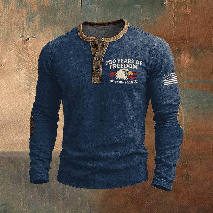 Eagle USA 250 Years Of Freedom 1776 2026 Button Long Sleeve Shirt July 4th Clothing Gift Ideas