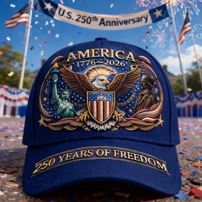 Eagle USA 250 Years Of Freedom 1776 2026 Hat Statue Of Liberty Art Independence Day Cap