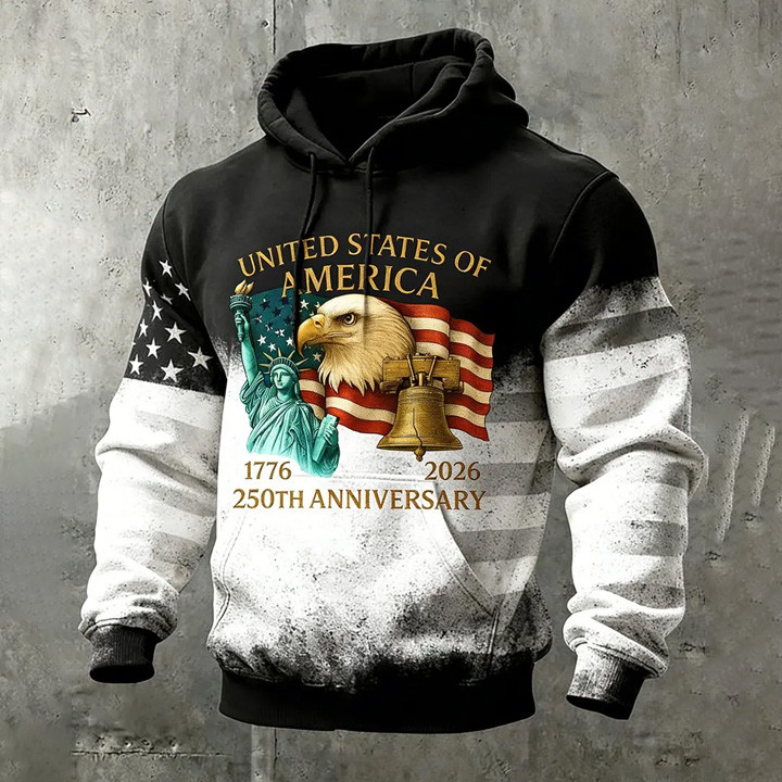 Eagle USA 250 Years Of Freedom 1776 2026 Hoodie Statue Of Liberty Fourth Of July Apparel Gifts