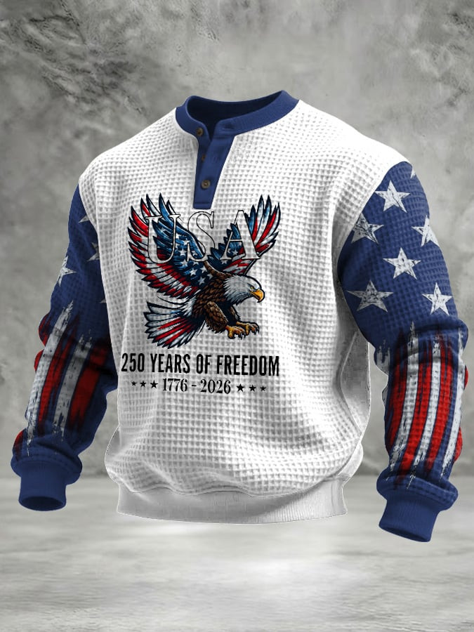 Eagle USA 250 Years Of Freedom Button Sweatshirt American Flag Apparel Gifts For Boyfriend