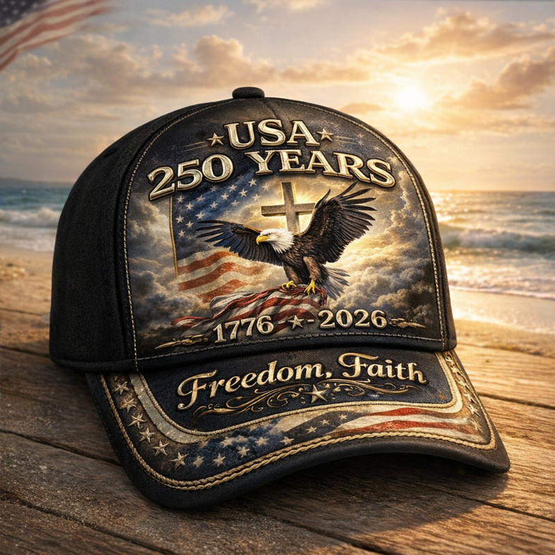 Eagle USA 250 Years Of Freedom Hat America's 250th Birthday Baseball Cap Gift Ideas For Him