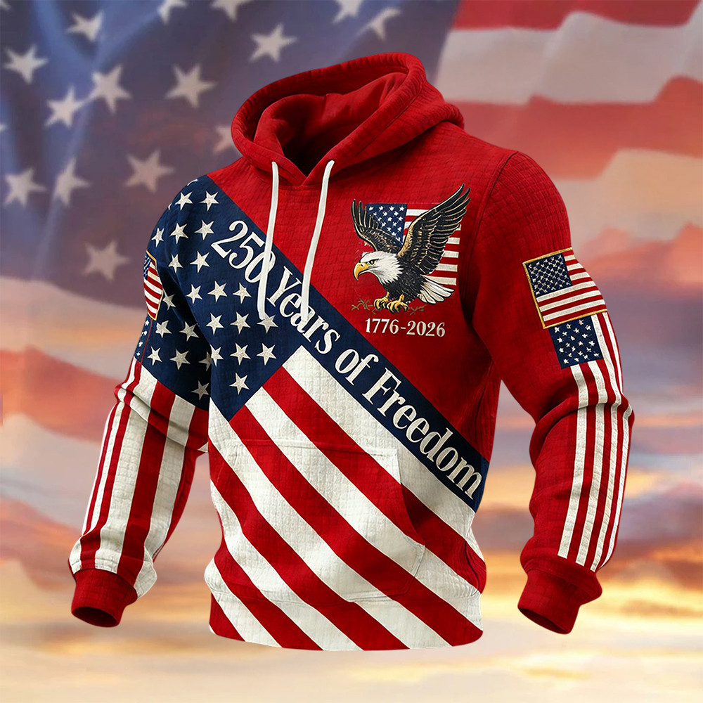 Eagle USA 250 Years Of Freedom Hoodie 1776 2026 Merch Independence Day Present