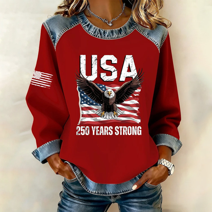 Eagle USA 250 Years Strong Sweatshirt Patriotic Apparel July 4th Gift Ideas
