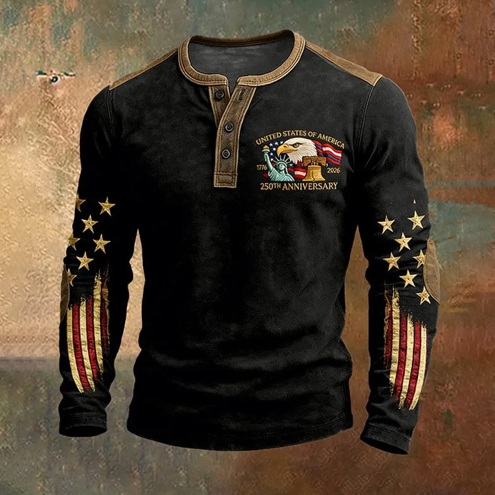 Eagle USA 250Th Anniversary 1776 2026 Button Long Sleeve Shirt America's Birthday Clothing Patriotic Men Gift