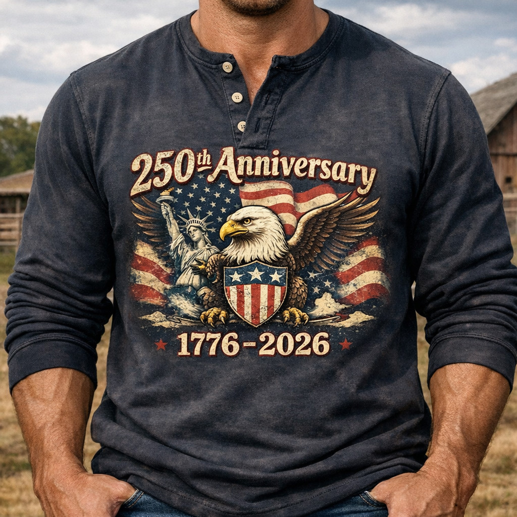 Eagle USA 250Th Anniversary 1776 2026 Button Long Sleeve Shirt Patriotic Apparel Gift For Husband
