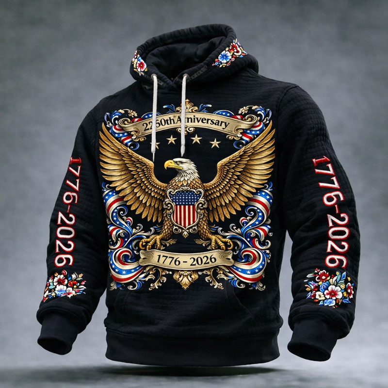 Eagle USA 250th Anniversary 1776 2026 Floral Hoodie Independence Day 2026 Clothing Line