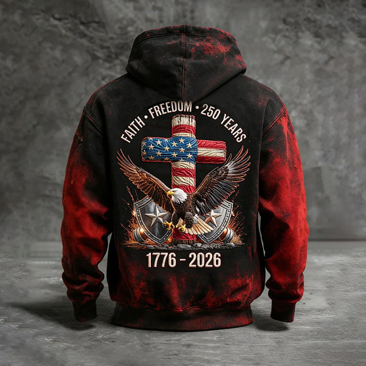 Eagle USA 250Th Anniversary 1776 2026 Hoodie Faith Freedom Hooded Sweatshirt 4th Of July Gift