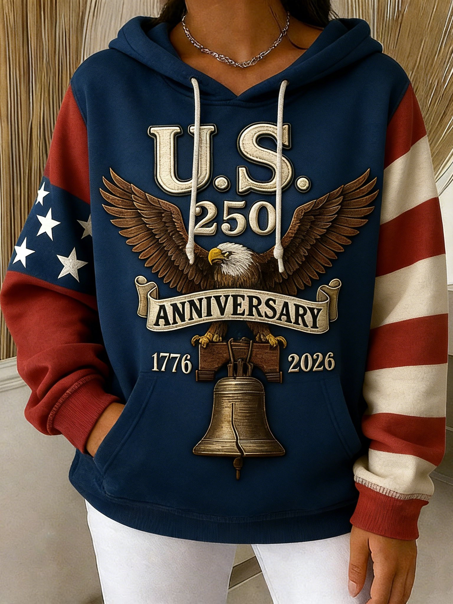 Eagle USA 250Th Anniversary 1776 2026 Hoodie Liberty Bell 4th Of July Merch