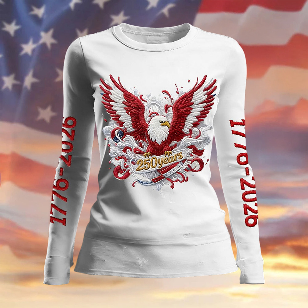 Eagle USA 250Th Anniversary 1776 2026 Long Sleeve Shirt Patriotic Apparel Present For Her