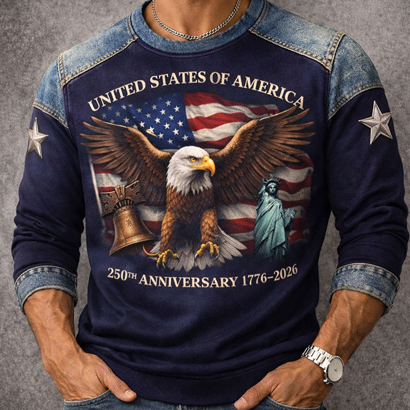 Eagle USA 250th Anniversary 1776 2026 Sweatshirt Statue Of Liberty Apparel 4th Of July Gift