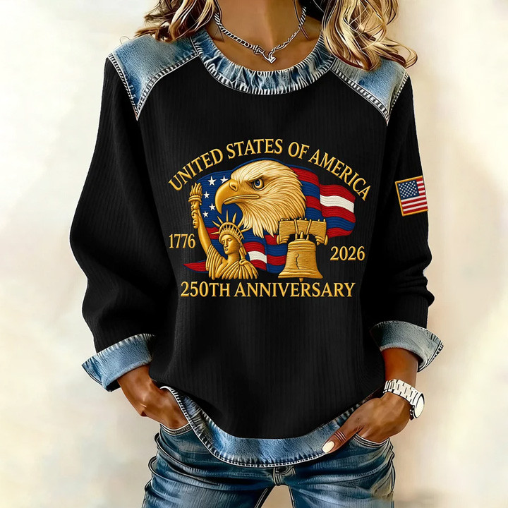 Eagle USA 250th Anniversary 1776 2026 Sweatshirt Statue Of Liberty Apparel July 4th Gift