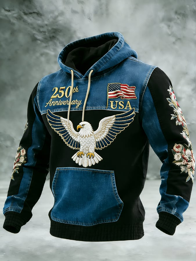 Eagle USA 250th Anniversary Hoodie Floral Best 4Th Of July Clothes Patriotic Gifts For Him