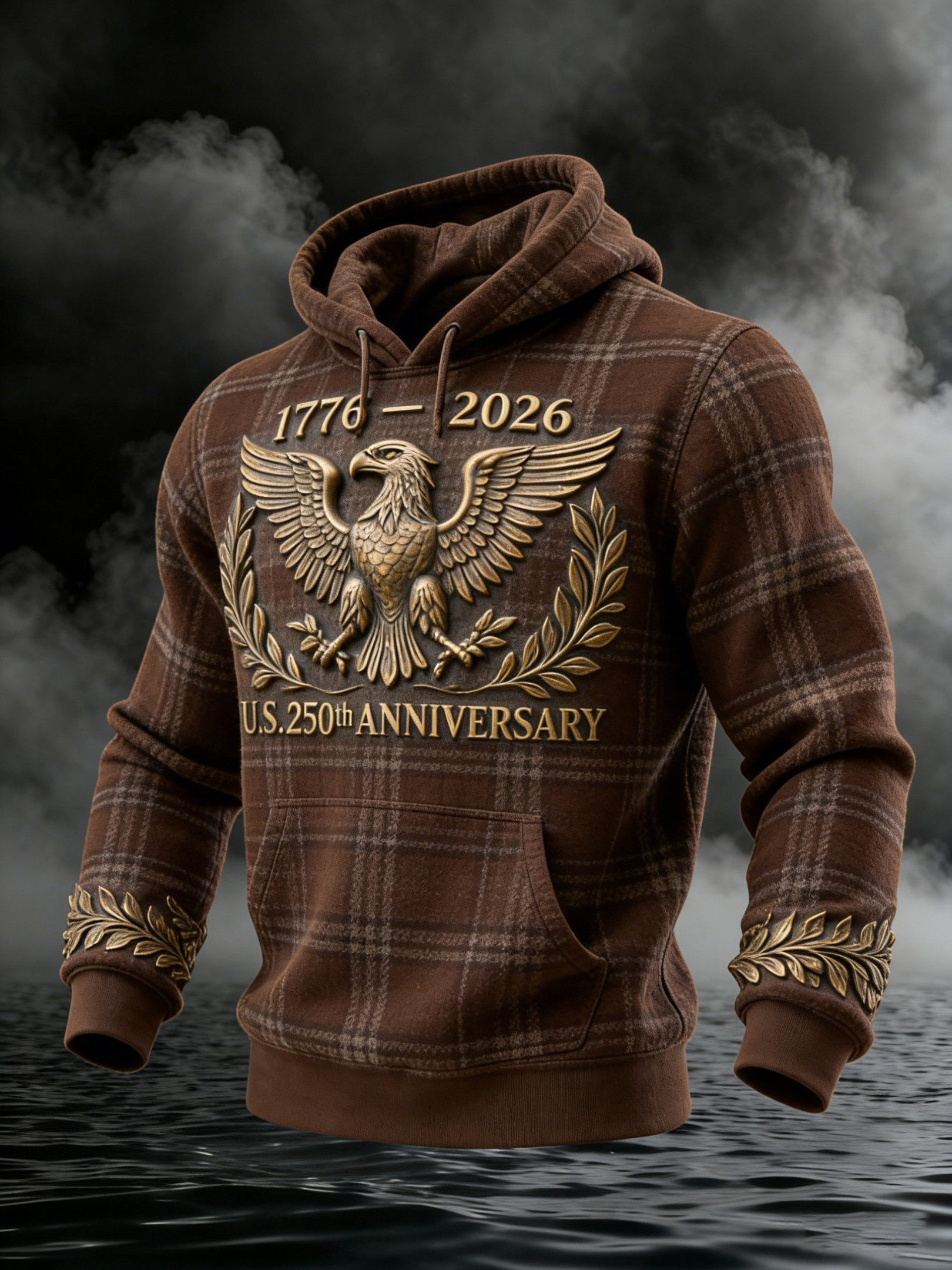 Eagle USA 250th Anniversary Hoodie Plaid Fourth Of July Clothes Gifts For Husband
