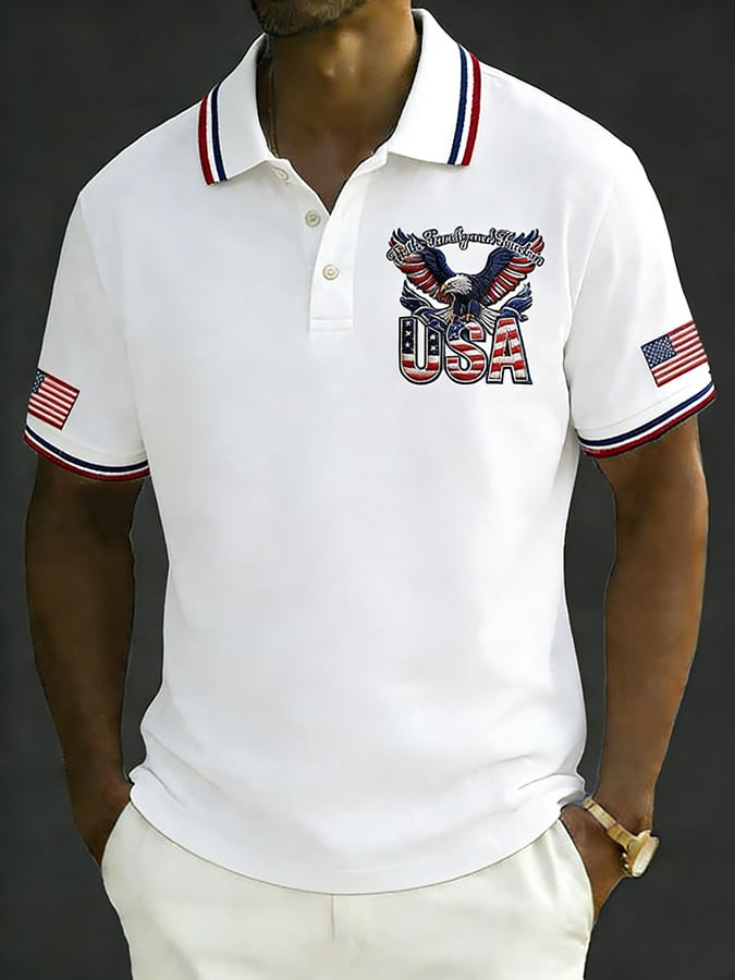 Eagle USA 250th Anniversary Polo Shirt Faith Family And Freedom Apparel 4Th Of July Gifts