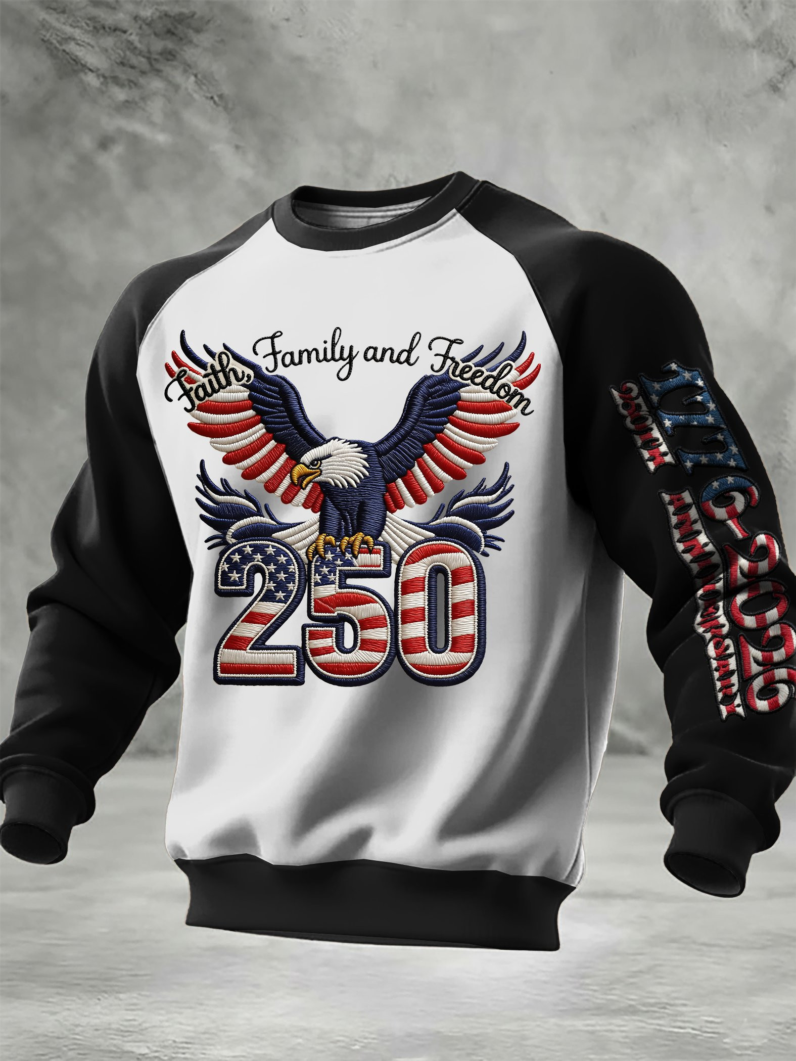 Eagle USA 250th Anniversary Sweatshirt Faith Family And Freedom 1776 2026 Merch Patriotic Gifts