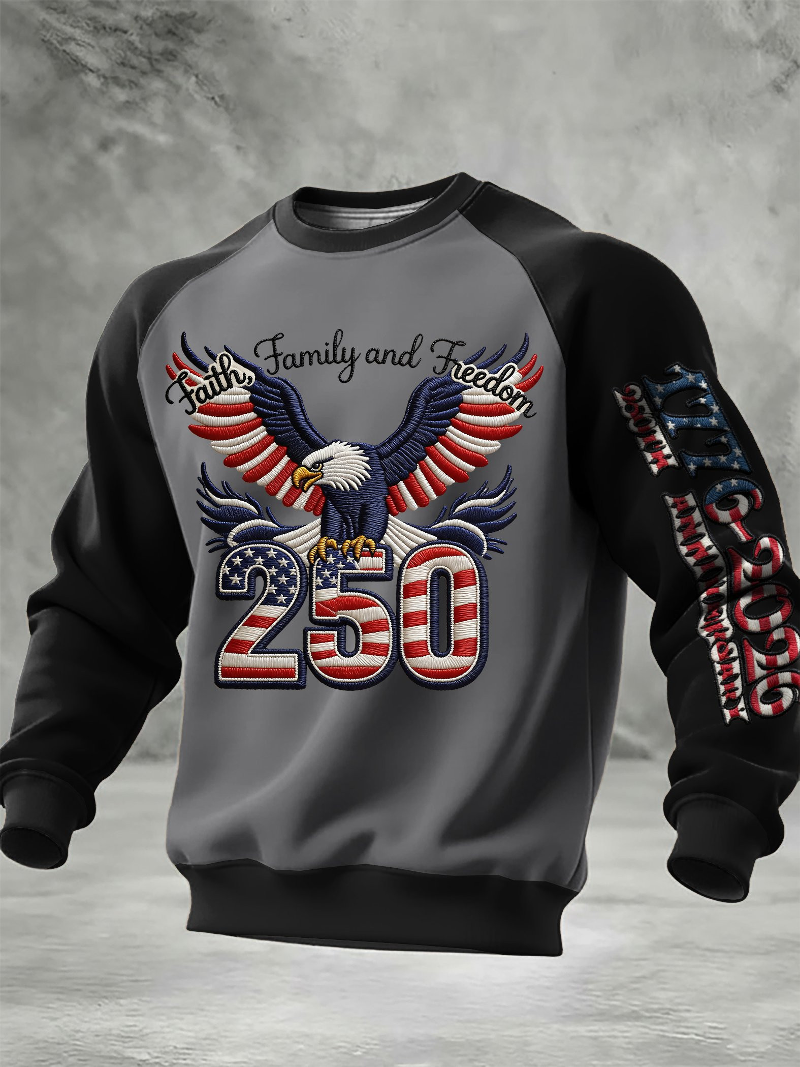 Eagle USA 250th Anniversary Sweatshirt Faith Family And Freedom Men Fourth Of July Clothes
