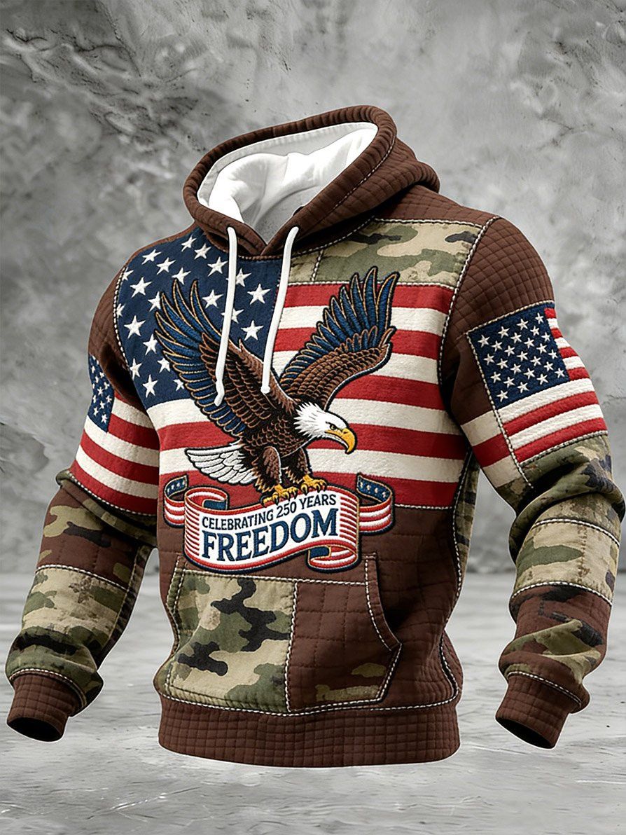 Eagle USA Celebrating 250 Years Freedom Hoodie Camo Patchwork Patriotic Apparel Eagle USA Celebrating 250 Years Freedom Hoodie Camo Patchwork Patriotic Apparel