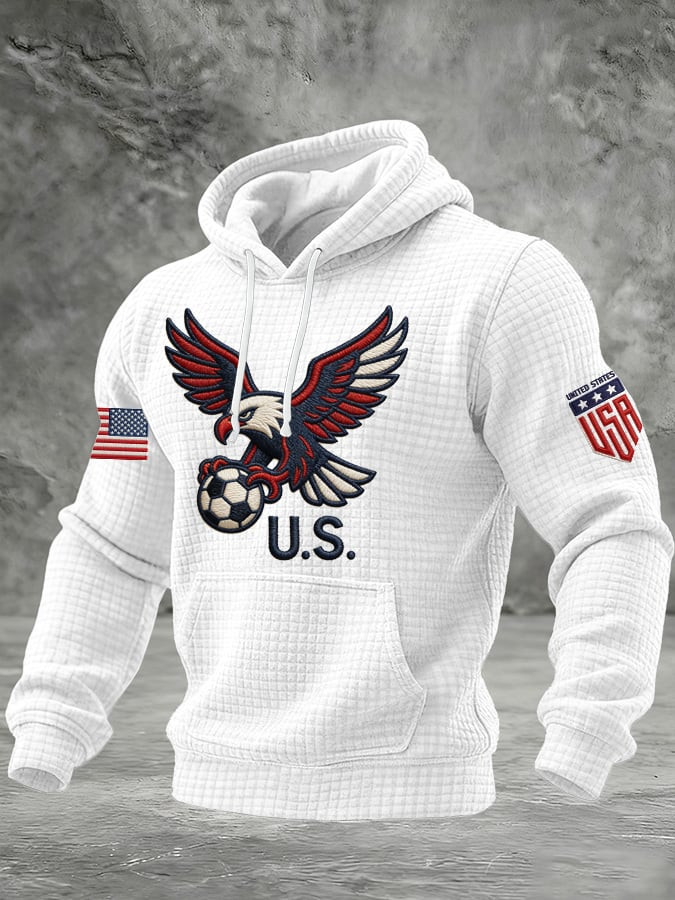 Eagle USA Soccer FIFA 2026 World Cup Waffle Hoodie Soccer Lovers Game Day Clothing Men's