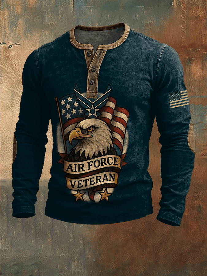 Eagle USAF Veteran Button Long Sleeve Shirt Air Force Clothing Unique Gifts For Veterans