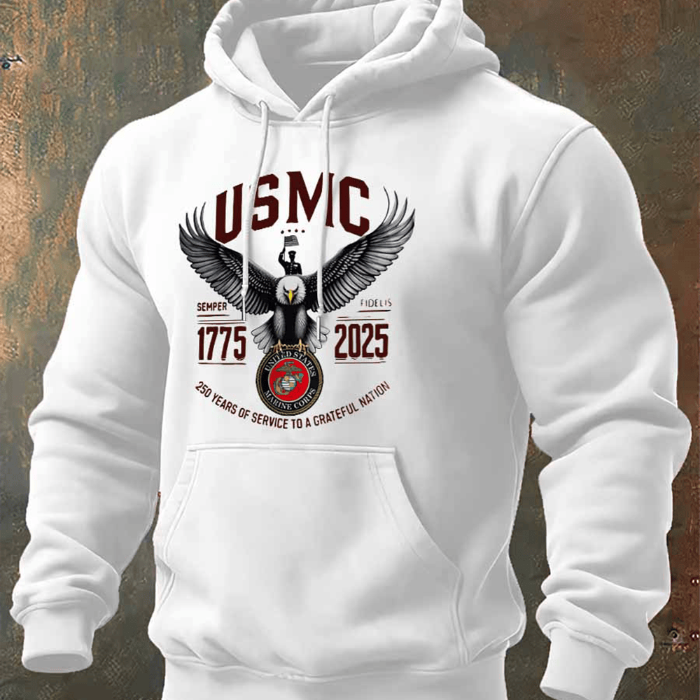 Eagle USMC 250 Years Of Service 1775 2025 Hoodie Semper Fidelis Veteran Hoodie Usmc Presents