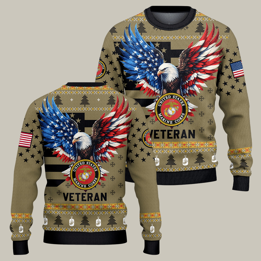 Eagle USMC 250Th Anniversary Christmas Ugly Sweater Semper Fidelis Merch US Marine Corps Gifts