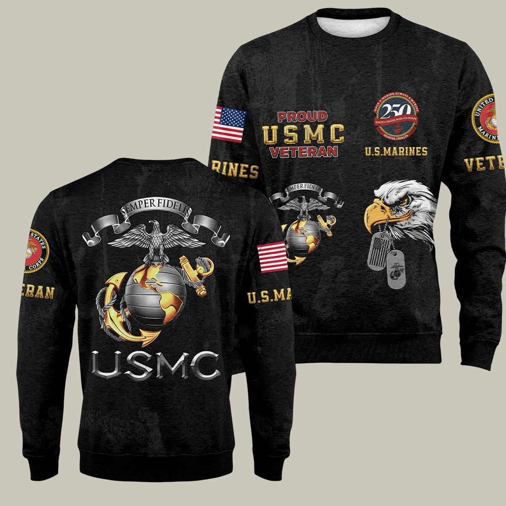 Eagle USMC 250th Anniversary Sweatshirt DD214 Clothing Veteran Support Apparel Gifts