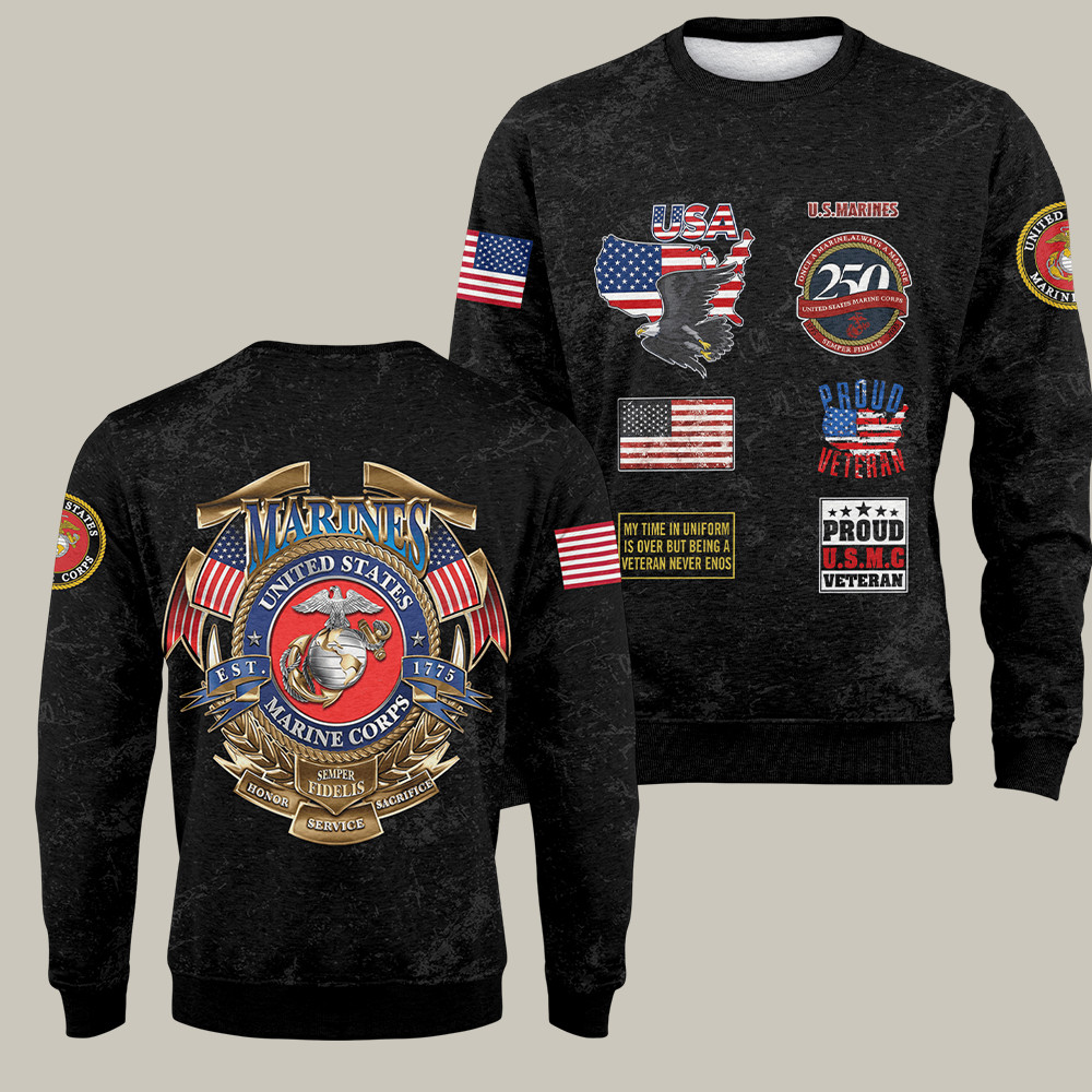 Eagle USMC 250th Anniversary Sweatshirt Semper Fidelis Proud USMC Veteran Gifts For Him