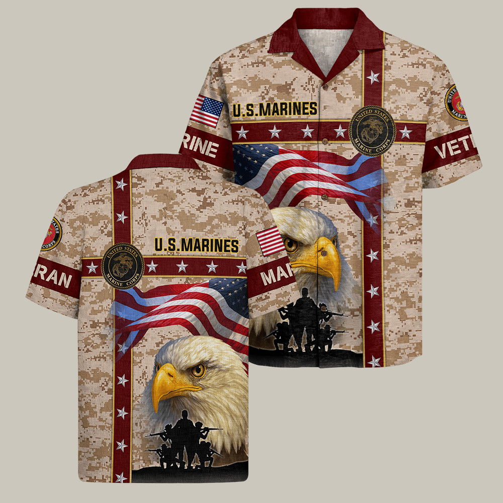 Eagle USMC 250Th Year Of Service Hawaiian Shirt Semper Fidelis Apparel USMC Veteran Gifts