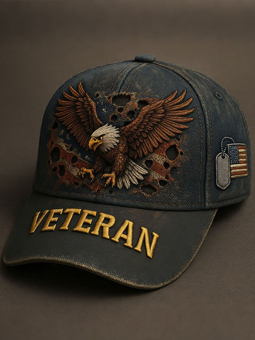 Eagle Veteran American Flag Hat Vintage Patriotic Military Baseball Cap Gifts For Veterans