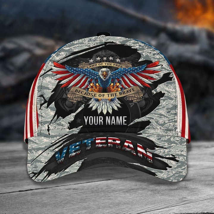Eagle Veteran Classic Air Force Custom Cap Camo US Flag Perfect Gift For Friends and Husband and Dad on Veterans Day