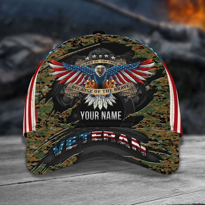 Eagle Veteran Classic Marines Custom Cap Camo US Flag Perfect Gift For Friends and Husband and Dad on Veterans Day