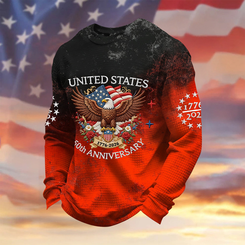 Eagle Vintage American Flag 1776 2026 Long Sleeve Shirt American 250 Years Birthday Apparel