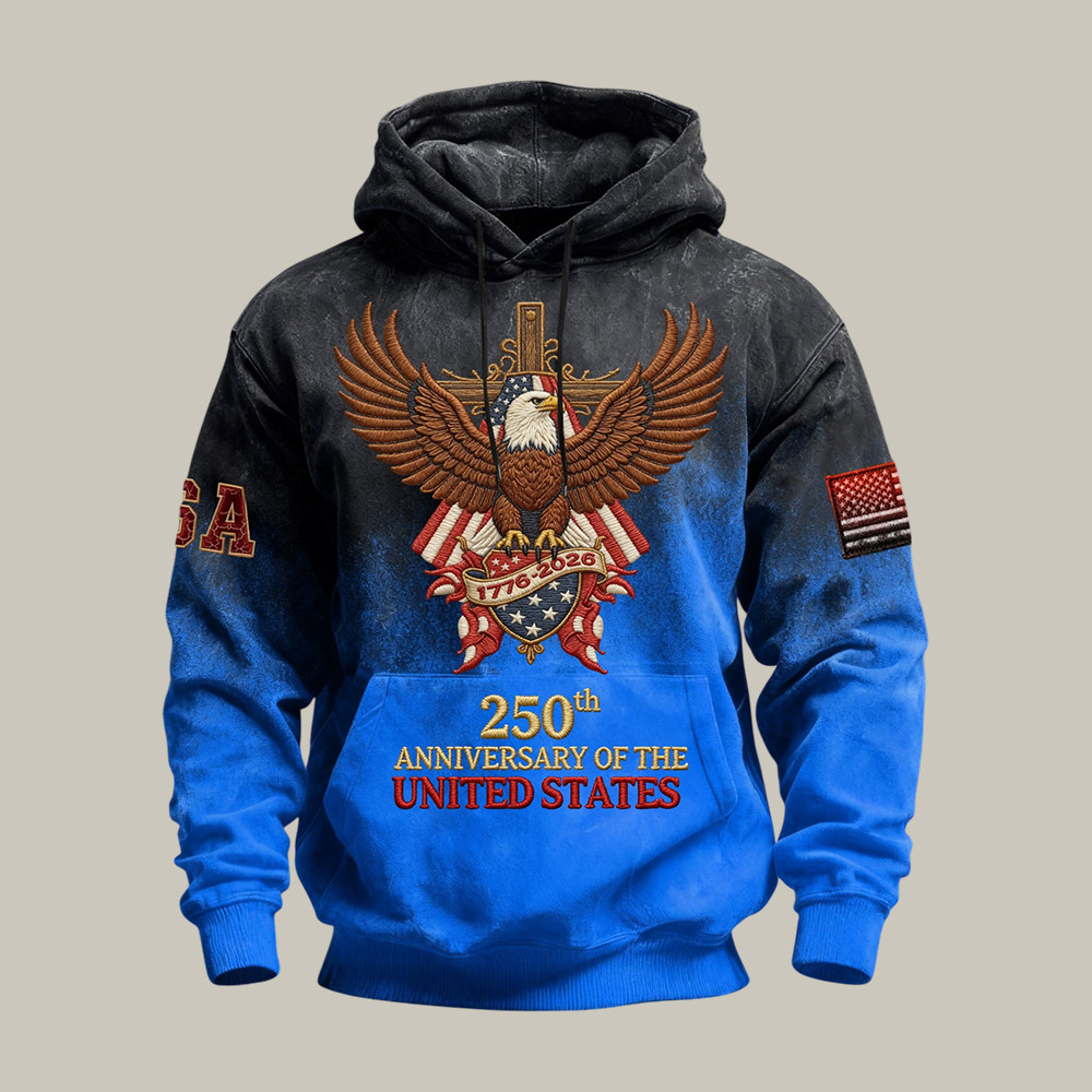Eagle Vintage American Flag 250Th Anniversary Hoodie Independence Day 2026 Apparel Patriotic Gift