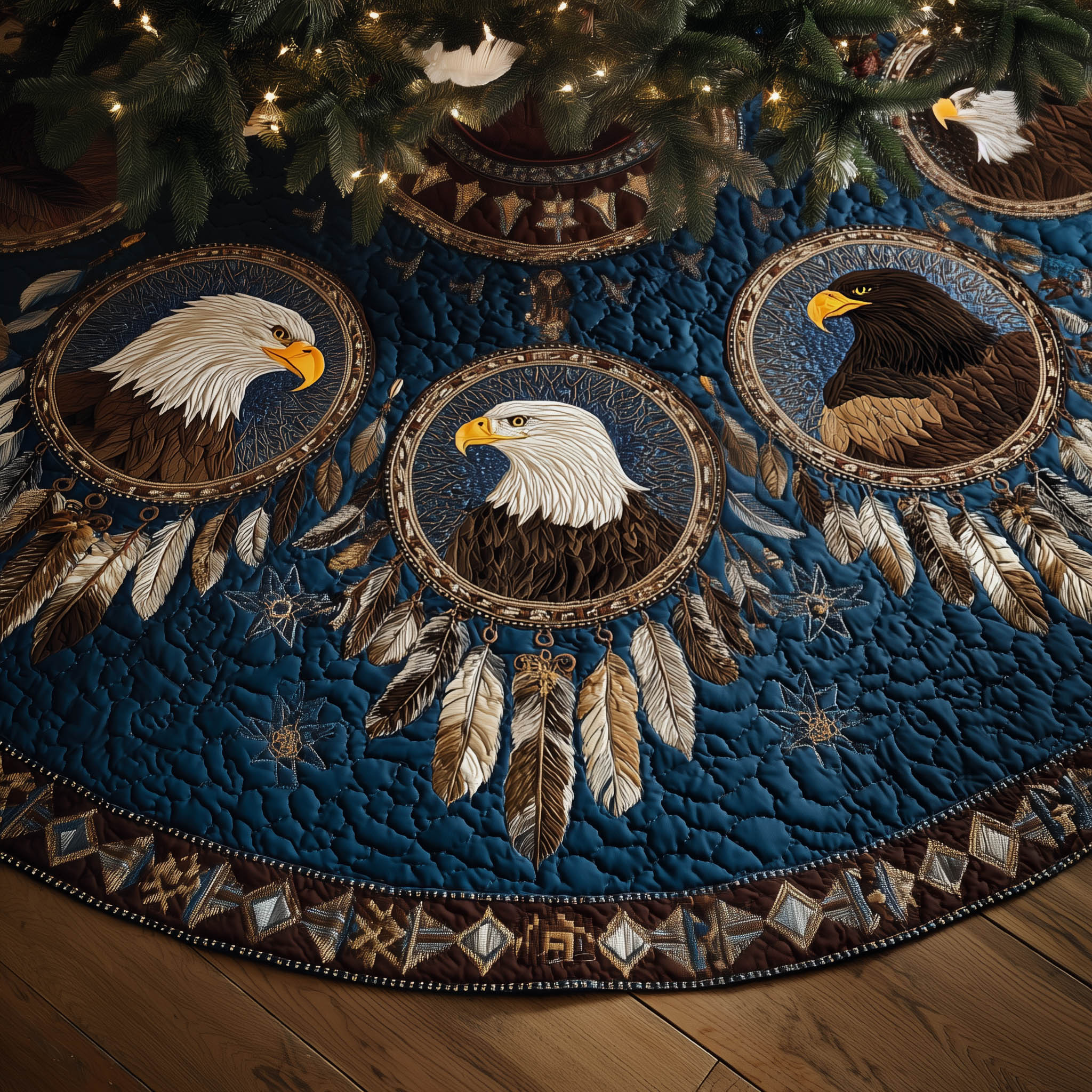 Eagle Vintage Tribal Soul Quilted Tree Skirt Home Styling Accessories Best Xmas Gifts