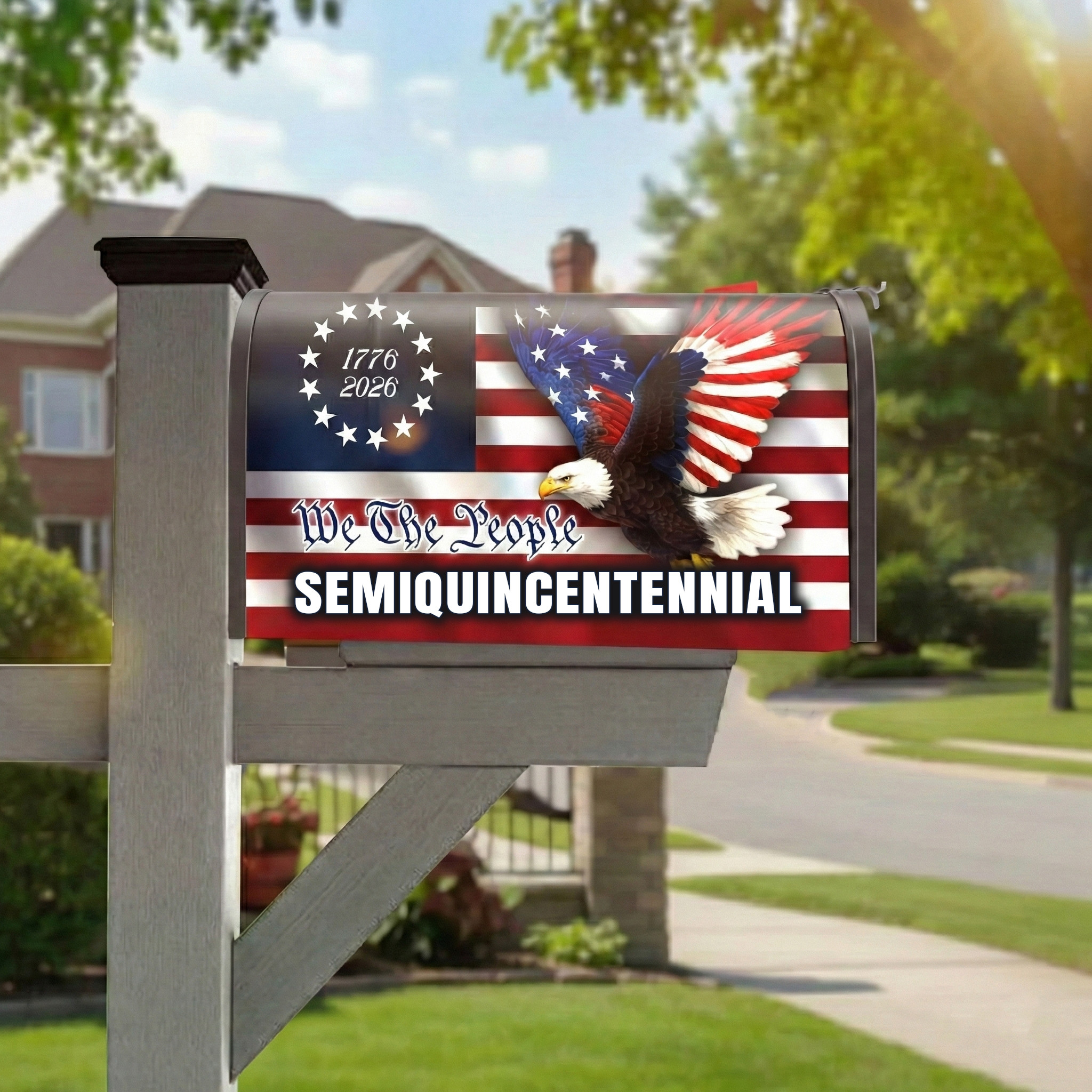 Eagle We The People Patriotic Mailbox Cover Patriotic Decor Semiquincentennial Gifts
