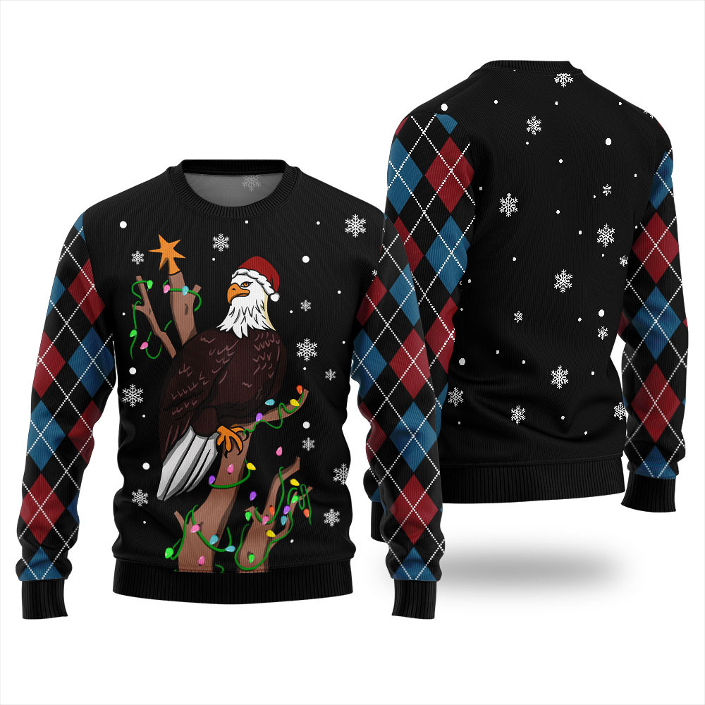 Eagle With Christmas Hat Ugly Sweater Special Merch Gift Idea for Festive Celebrations