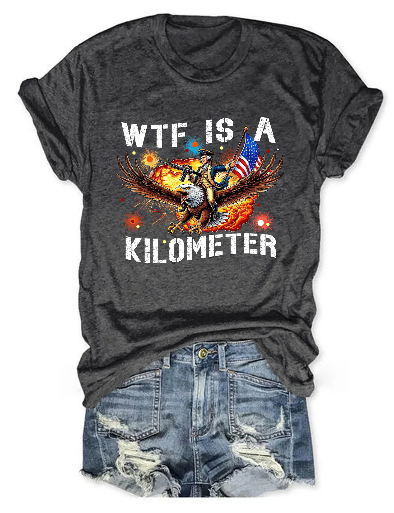 Eagle Wtf Is A Kilometer T-Shirt Funny Graphic Tee Cool Gifts For Eagle Lovers