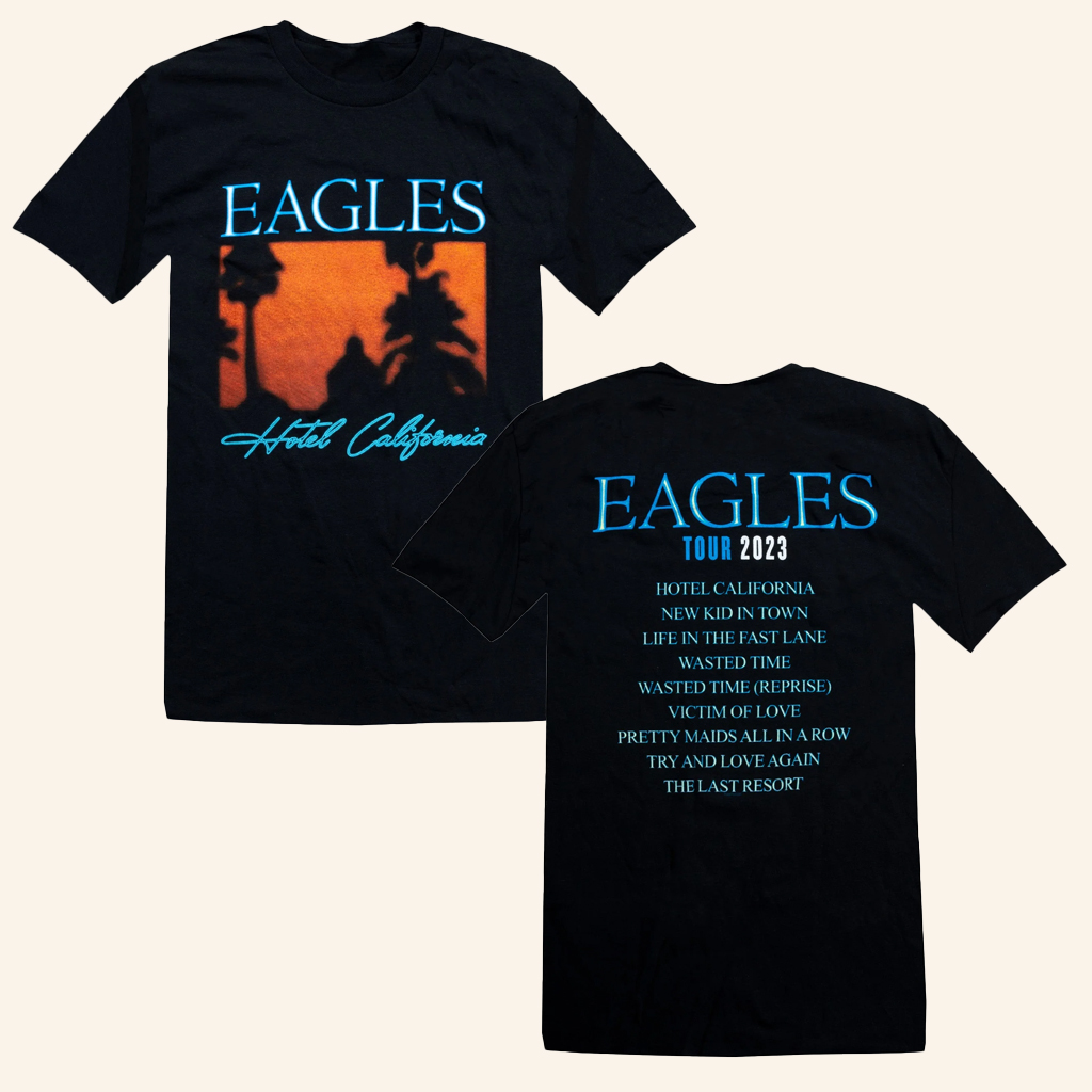 Eagles Merch Hotel California 2023 Tour T-Shirt Unique Birthday Gift For Husband Eagles Merch Hotel California 2023 Tour T-Shirt Unique Birthday Gift For Husband