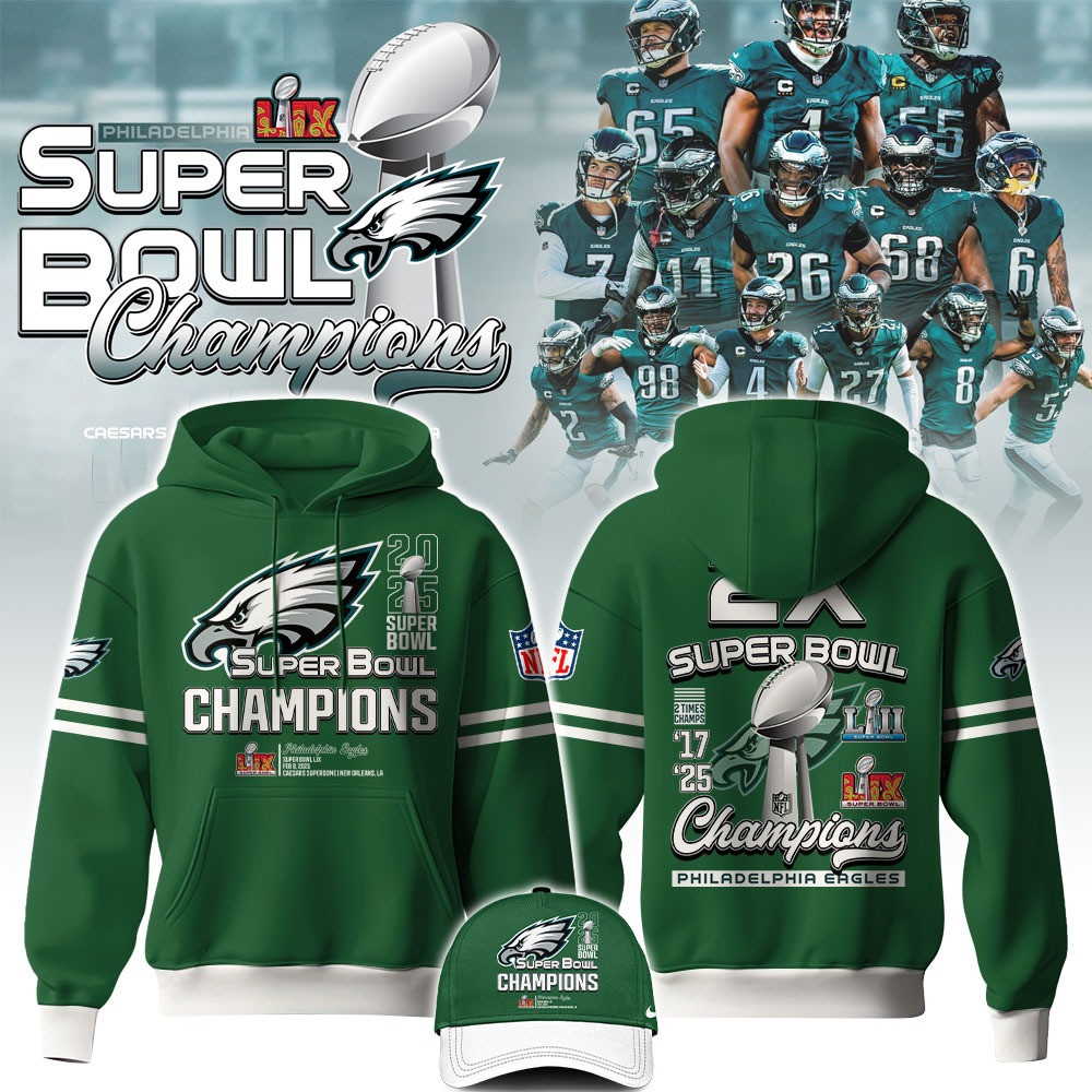 Eagles National Super Bowl Champions 2025 Hoodie And Hat Philadelphia Eagles Merch Gifts