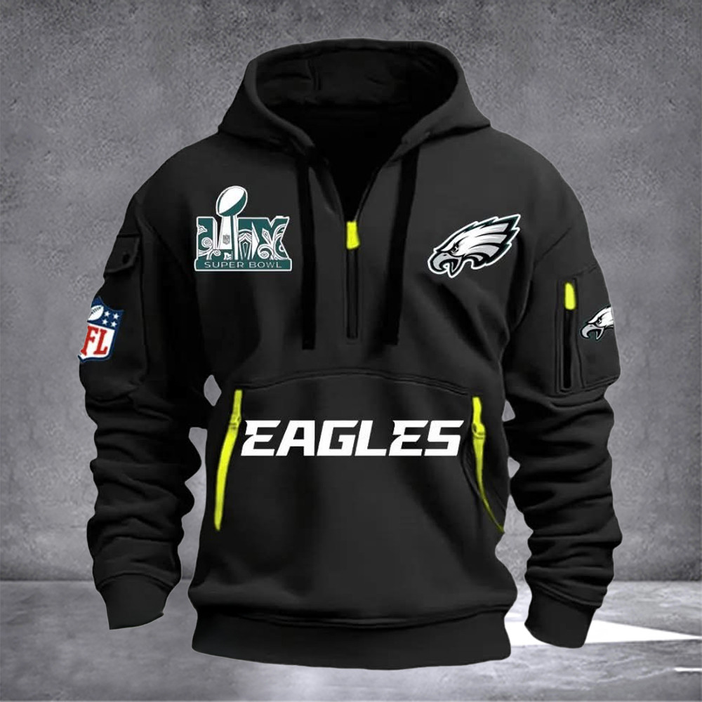 Eagles National Super Bowl Champions Quarter Zip Hoodie NFL Philadelphia Eagles Merch Gifts