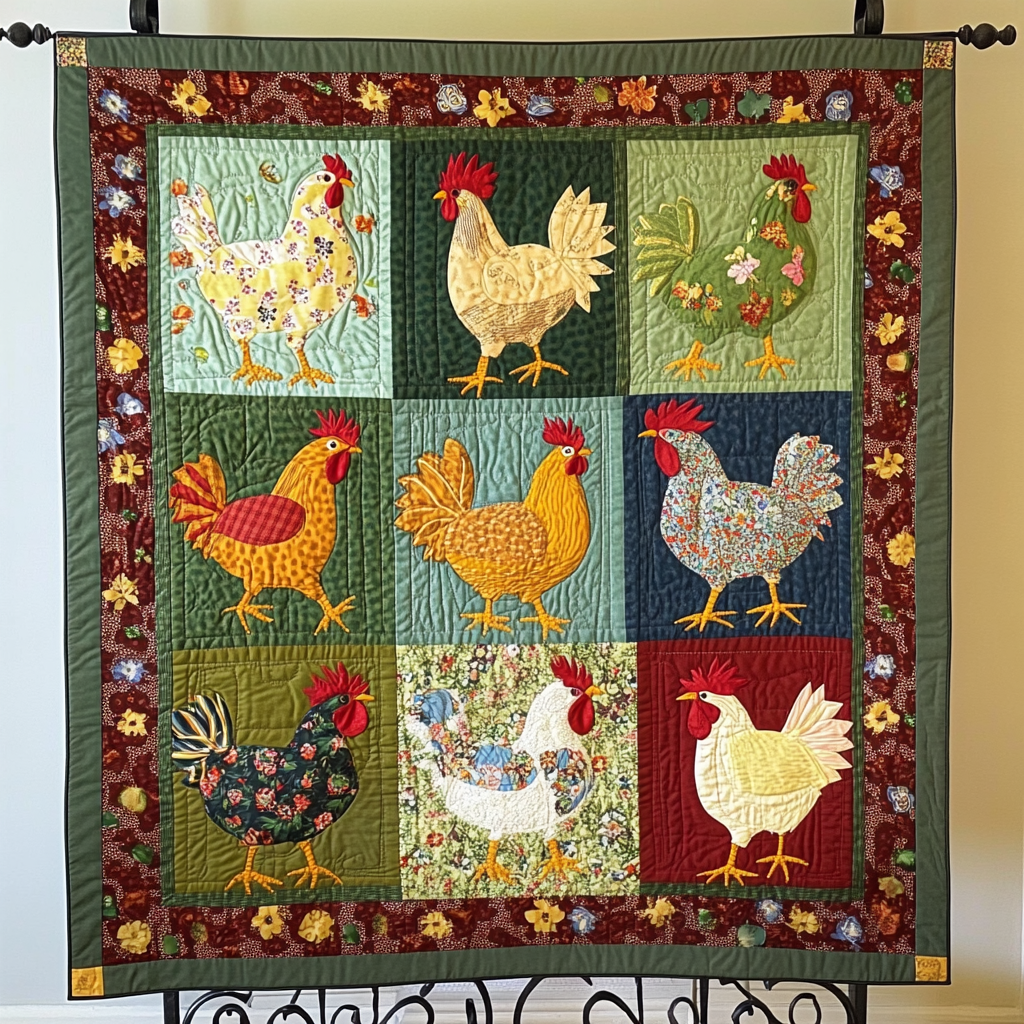 Early Bird Blooms Quilted Blanket Presents For Chicken Love