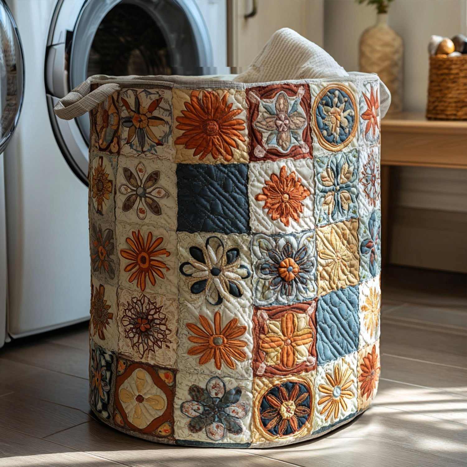 Earth Bloom Quilted Laundry Basket Must-Have Home Essential