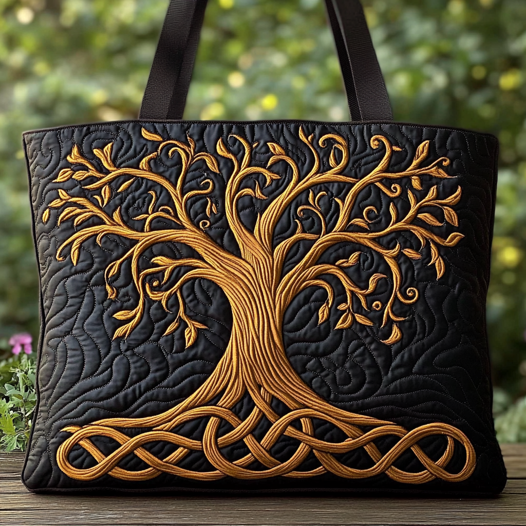 Earth Harmony Quilted Tote Bag Tree Of Life Gifts For Family