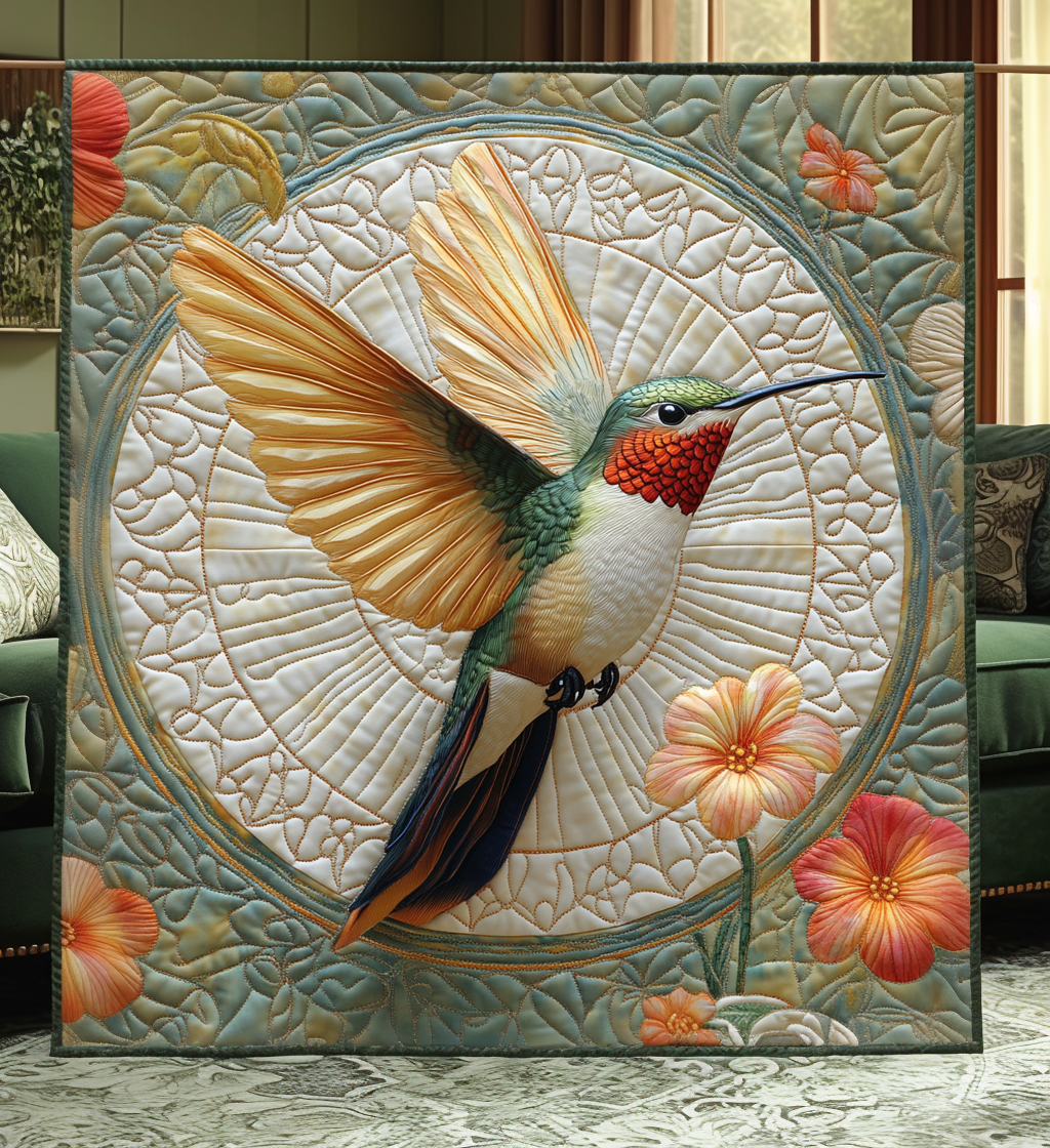 Earth Hummingbird Quilted Blanket Gifts For Hummingbird Lovers