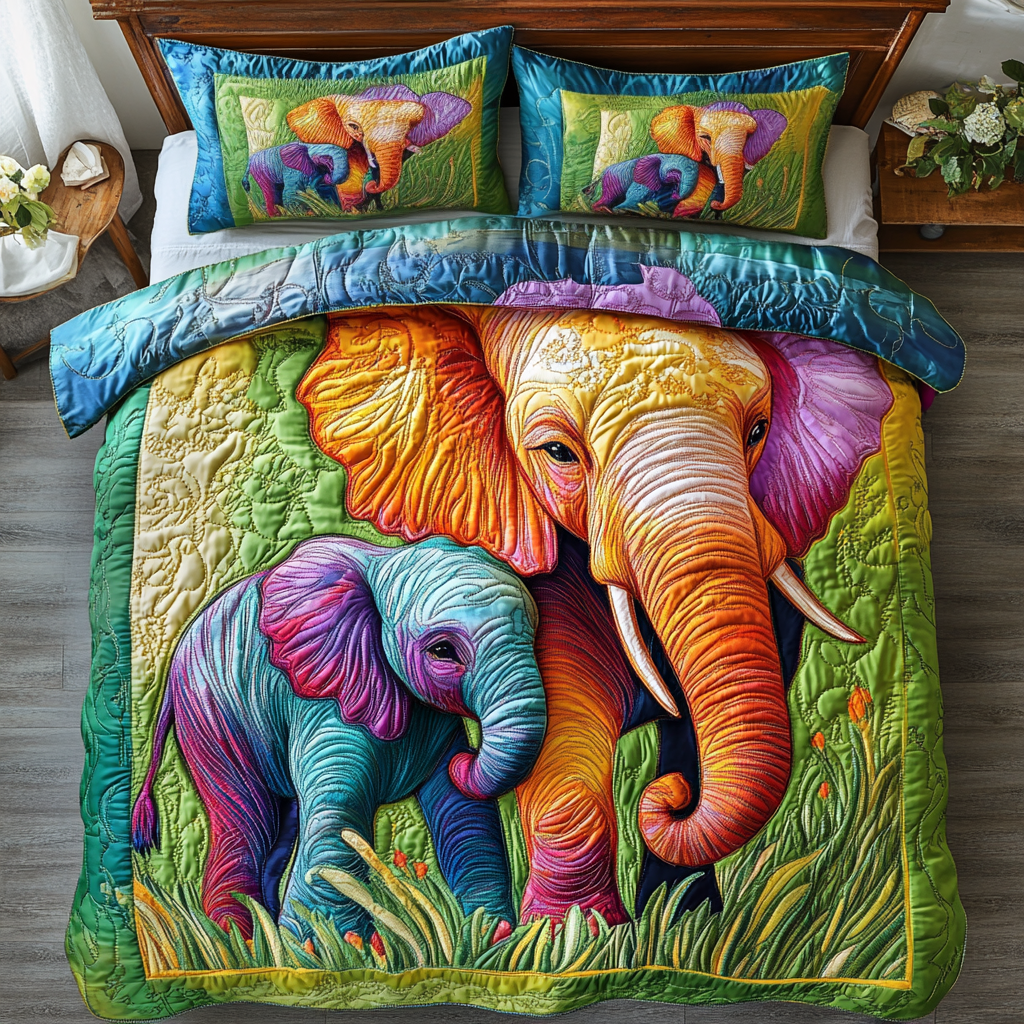 Earth Walker Quilted Bedding Set Bed Decor Ideas Elephant Related Gifts