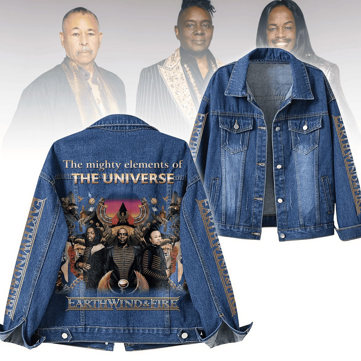 Earth Win And Fire The Universe 2025 Denim Jacket Gifts For Someone Who Likes Music