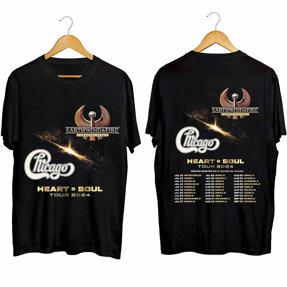 Earth Wind And Fire And Chicago Tour 2024 T-Shirt Album Merch Best Gift For Music Fans
