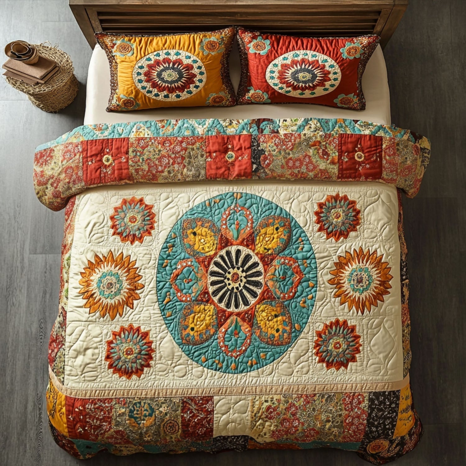 Earthbound Vibes Quilted Bedding Set Hippy Bedroom Decor Christmas Presents For Mum